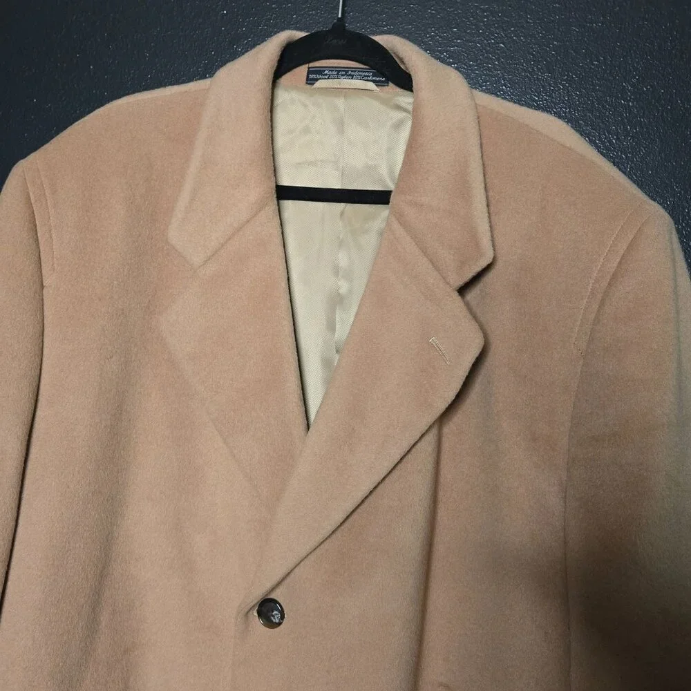 Bert Pulitzer‎ Mens Camel Wool Cashmere Blend Overcoat R50 Trench Coat Old Money